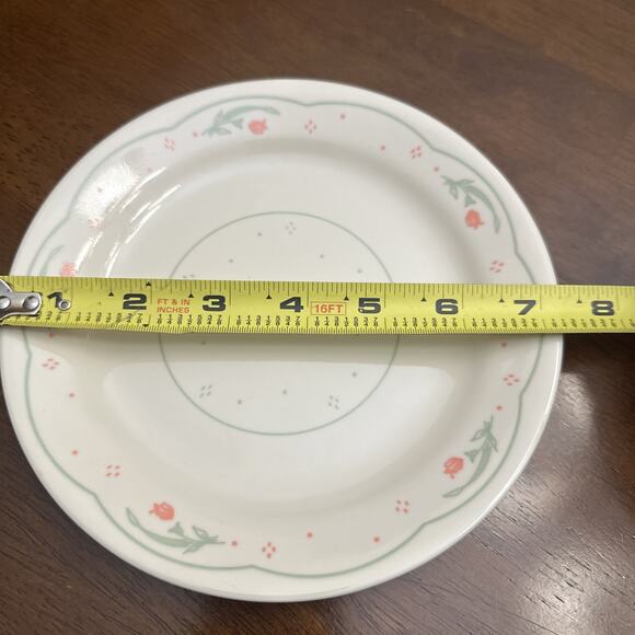 3 PC SET VINTAGE CORELLE CALICO ROSE PINK FLOWER SALAD DESSERT PLATES 7-1/4" USA - Picture 7 of 8